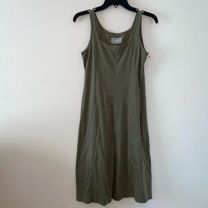 Everlane Cotton Midi Dress Sleeveless Olive Green Size XS